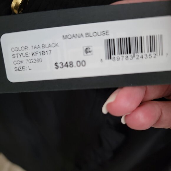 Kobi Halperin Black Silk Sleeveless Blouse with Ruffle.  Size L Large NWT - Picture 5 of 5
